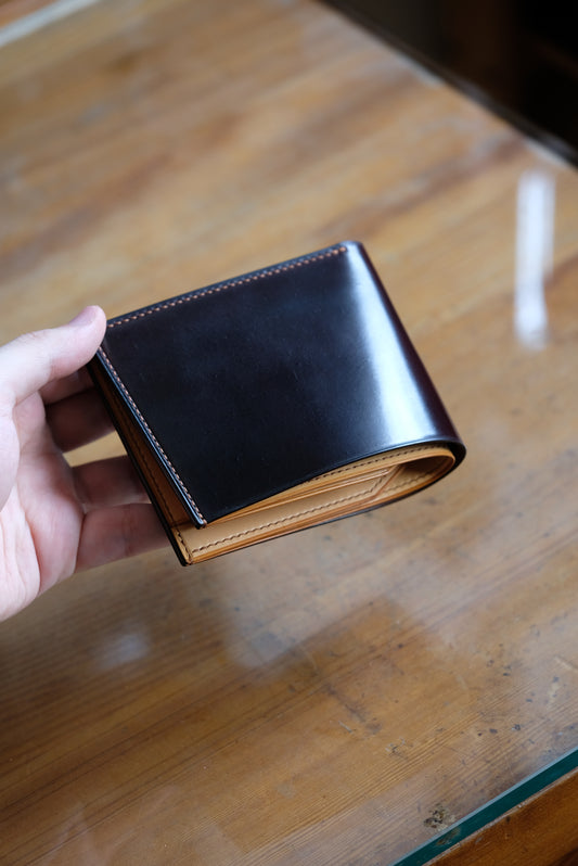 SW01COIN - Bifold Wallet - Horween Shell Cordovan - Burgundy / Natural / Made to Order