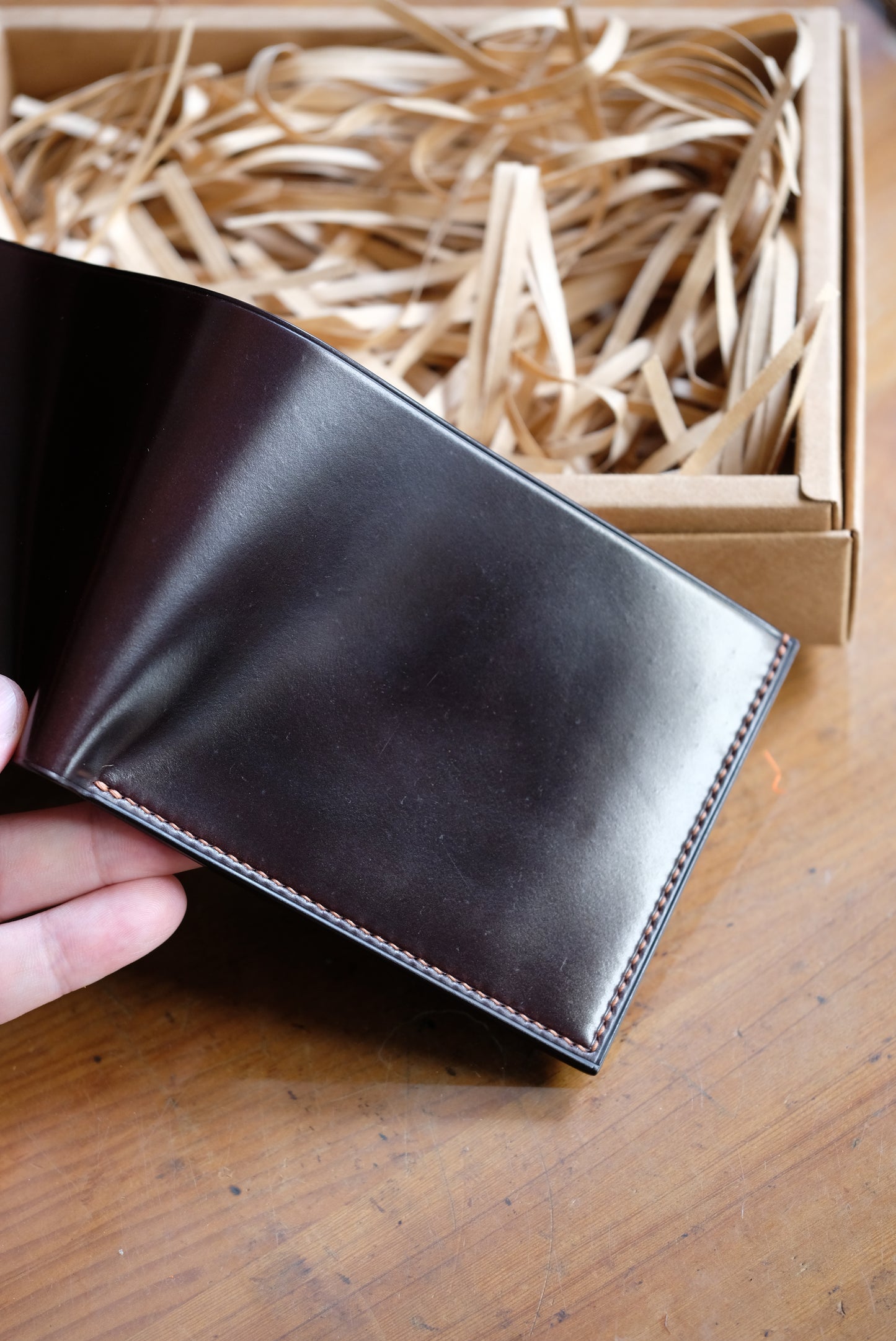 SW01COIN - Bifold Wallet - Horween Shell Cordovan - Burgundy / Natural / Made to Order