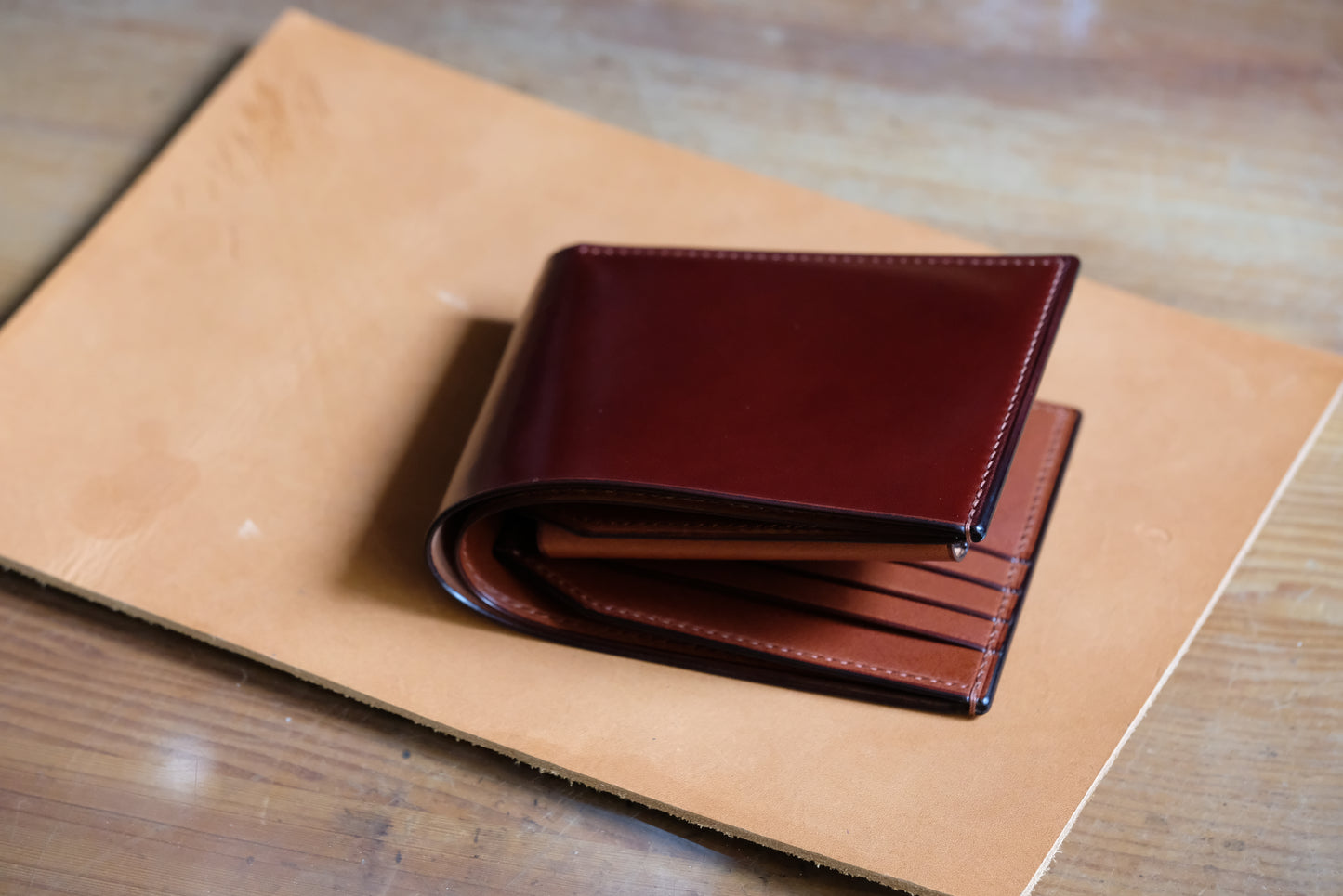 SW01COIN - Bifold Wallet - Japanese Shinki Hikaku shell cordovan / Made to Order