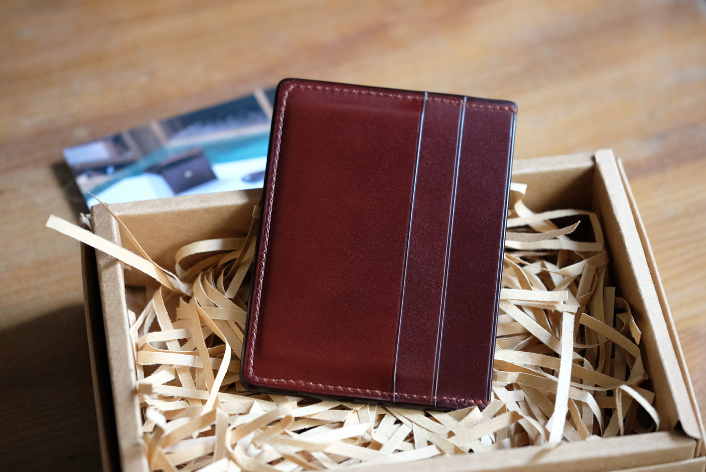 Card Wallet D01 - Japanese Shinki Hikaku Shell Cordovan - Slim Wallet - Burgundy - Card Holder / Made to Order