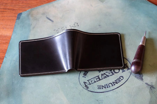 SW01 - Bifold Wallet - Horween shell cordovan / Black / Buttero leather / Made to Order