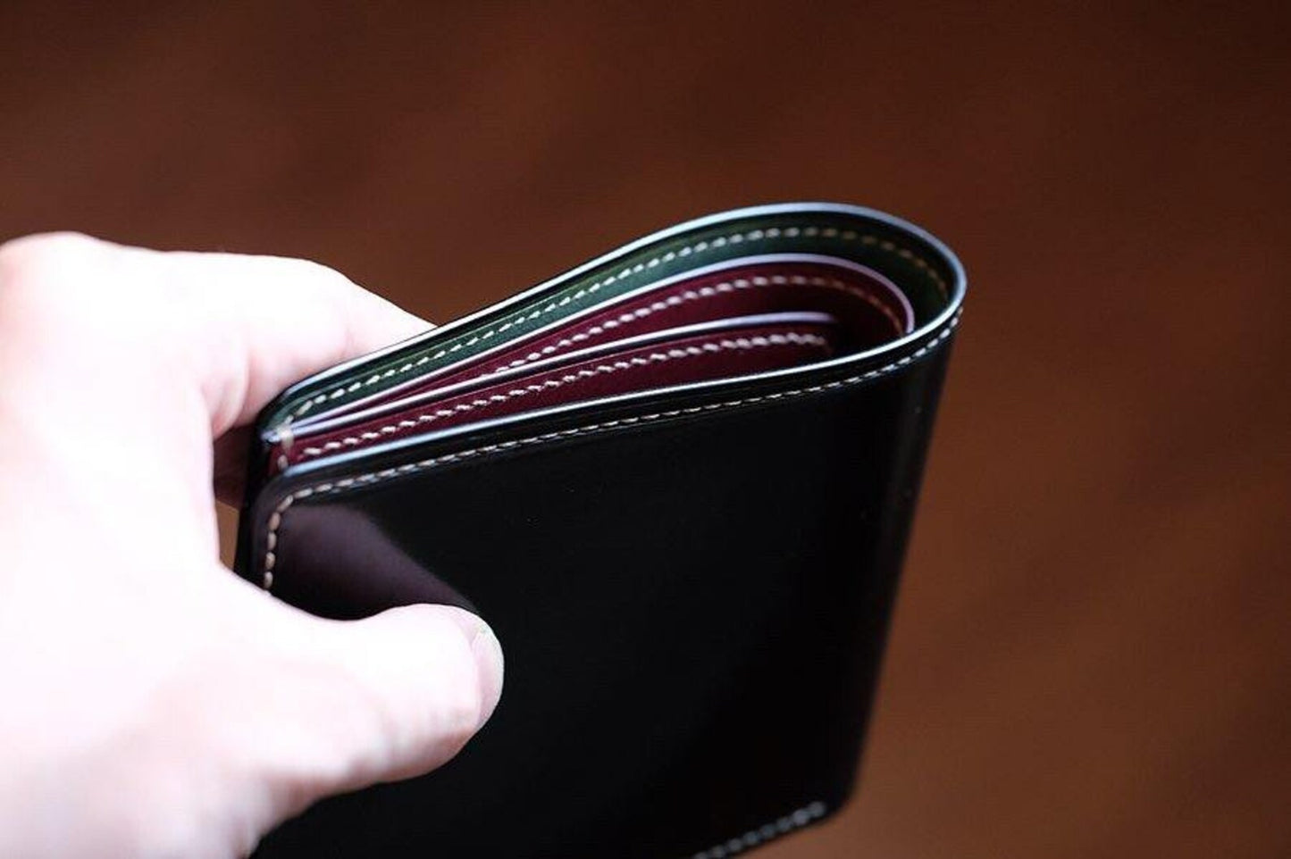 SW01 - Bifold Wallet - Horween shell cordovan / Black / Buttero leather / Made to Order