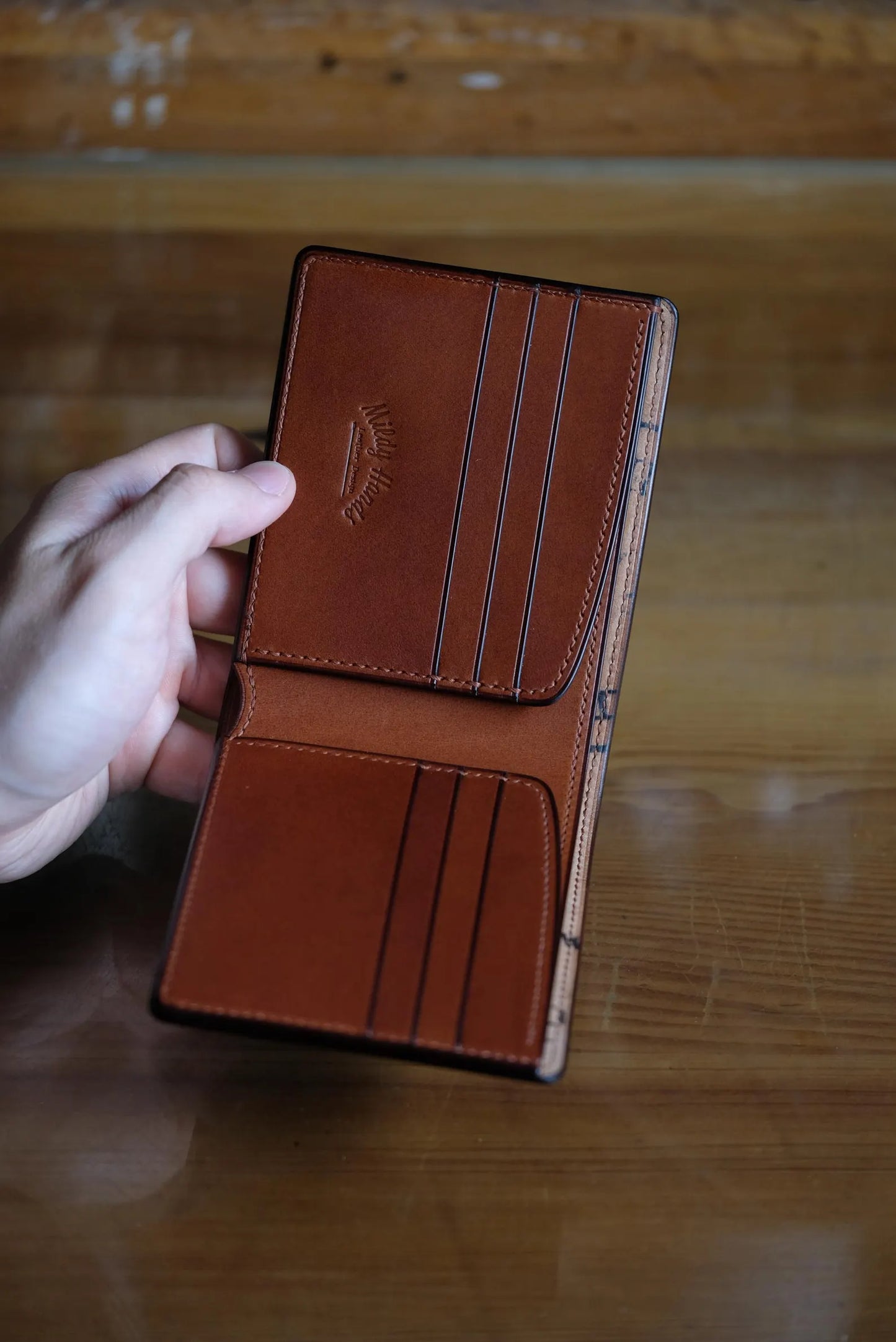 SW01 - Bifold Wallet - Horween shell cordovan - Burgundy / Camel / Made to Order