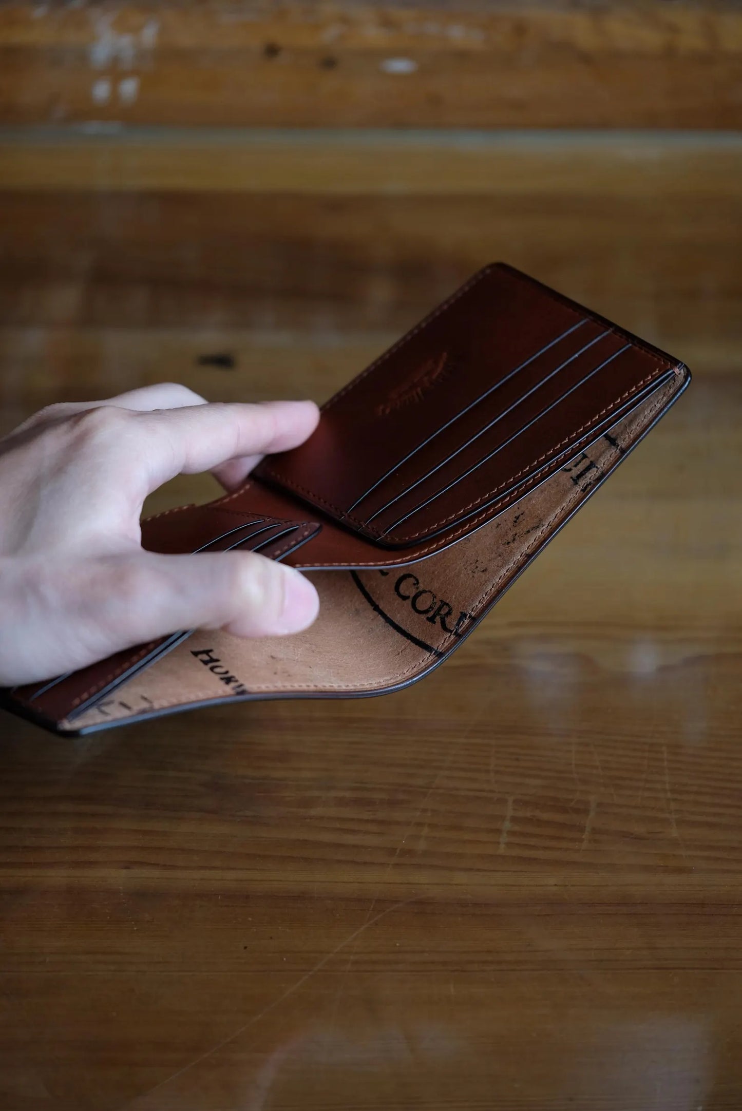 SW01 - Bifold Wallet - Horween shell cordovan - Burgundy / Camel / Made to Order