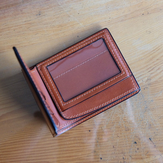SWP01 - Japanese  Shinki HikakuShell Cordovan - bifold wallet - Burgundy / Camel / Made to Order