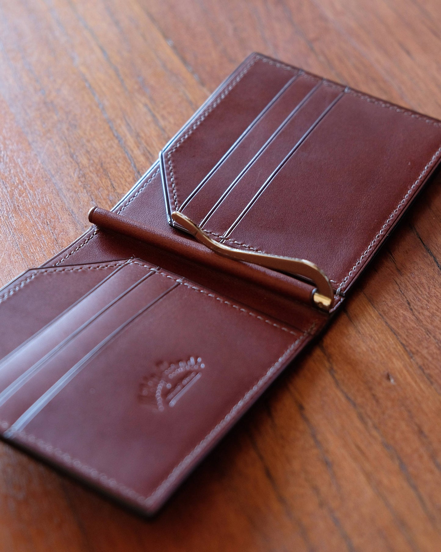Money Clip Wallet 02 - Horween Shell Cordovan - Burgundy / Camel / Made to Order