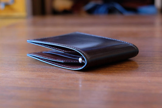 Money Clip Wallet 02 - Horween Shell Cordovan - Burgundy / Camel / Made to Order