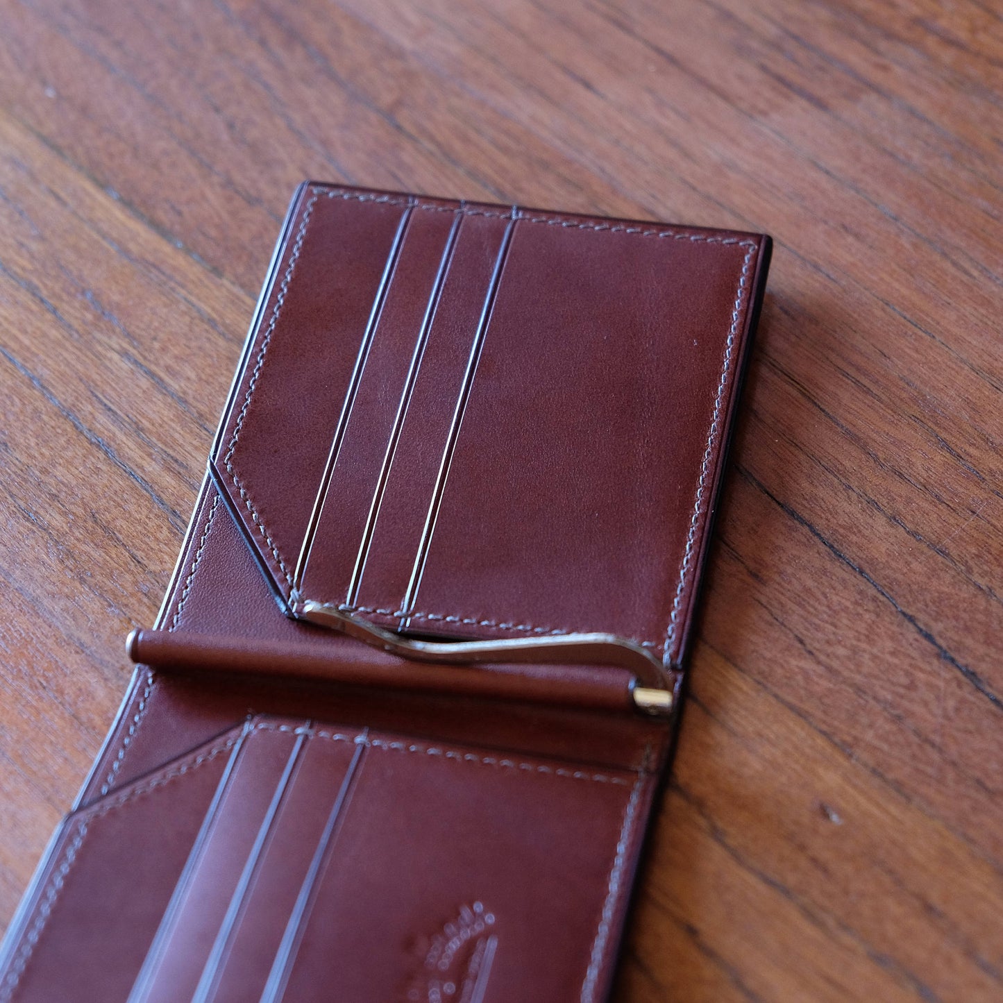 Money Clip Wallet 02 - Horween Shell Cordovan - Burgundy / Camel / Made to Order