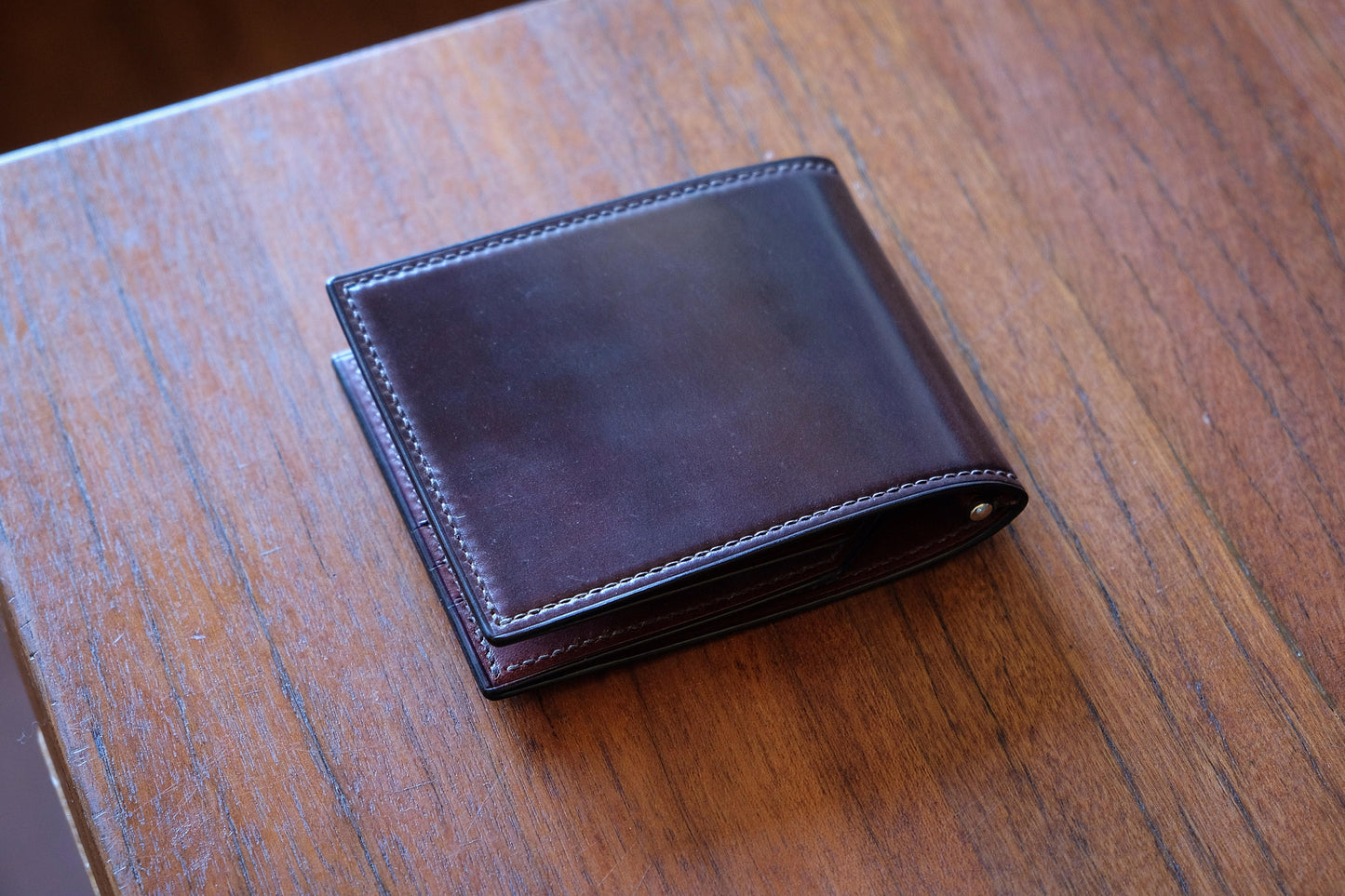 Money Clip Wallet 02 - Horween Shell Cordovan - Burgundy / Camel / Made to Order