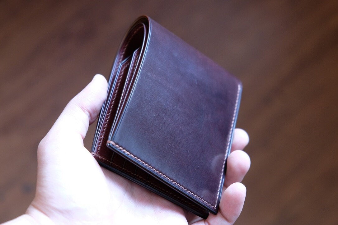 SW01SP - Bifold Wallet - Horween shell cordovan wallet - Burgundy / Camel / Made to Order