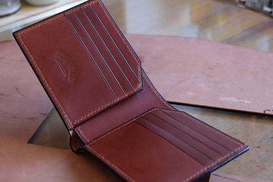 SW01SP - Bifold Wallet - Horween shell cordovan wallet - Burgundy / Camel / Made to Order