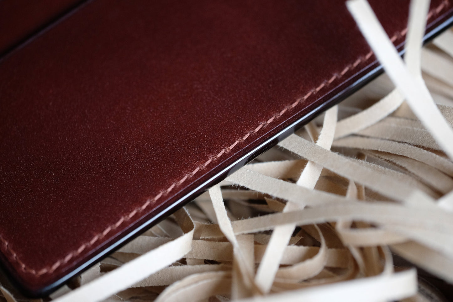Card Wallet 01 - Japanese Shinki Hikaku shell cordovan - Slim Wallet - Burgundy - Card Holder / Made to Order