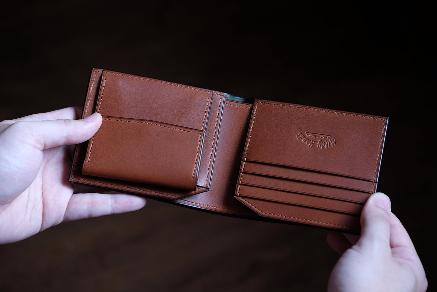 SW01COIN - Bifold Wallet - Horween Shell Cordovan - Black / Camel / Made to Order