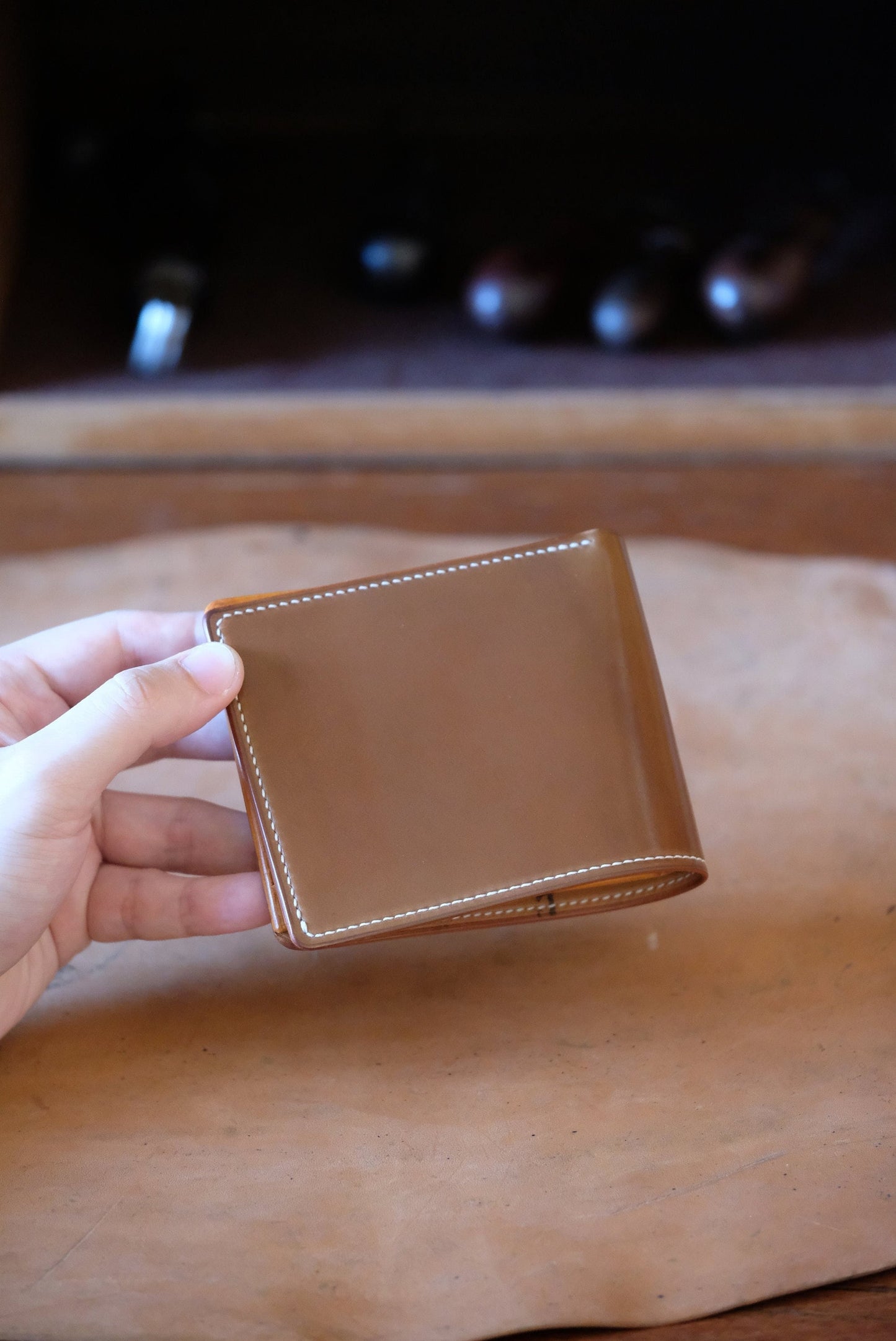 SW Bifold Wallet - Bourbon Horween shell cordovan / Natural Buttero / Made to Order