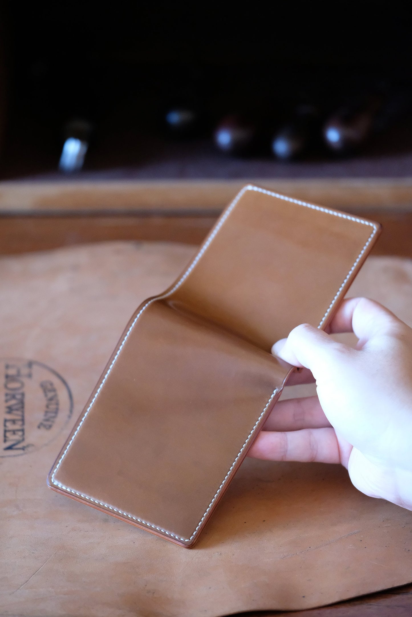 SW Bifold Wallet - Bourbon Horween shell cordovan / Natural Buttero / Made to Order