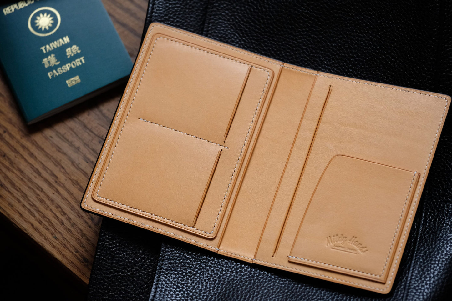 Passport Holder 01 - Japanese Shinki Hikaku shell cordovan - Burgundy / Nature / Made to Order