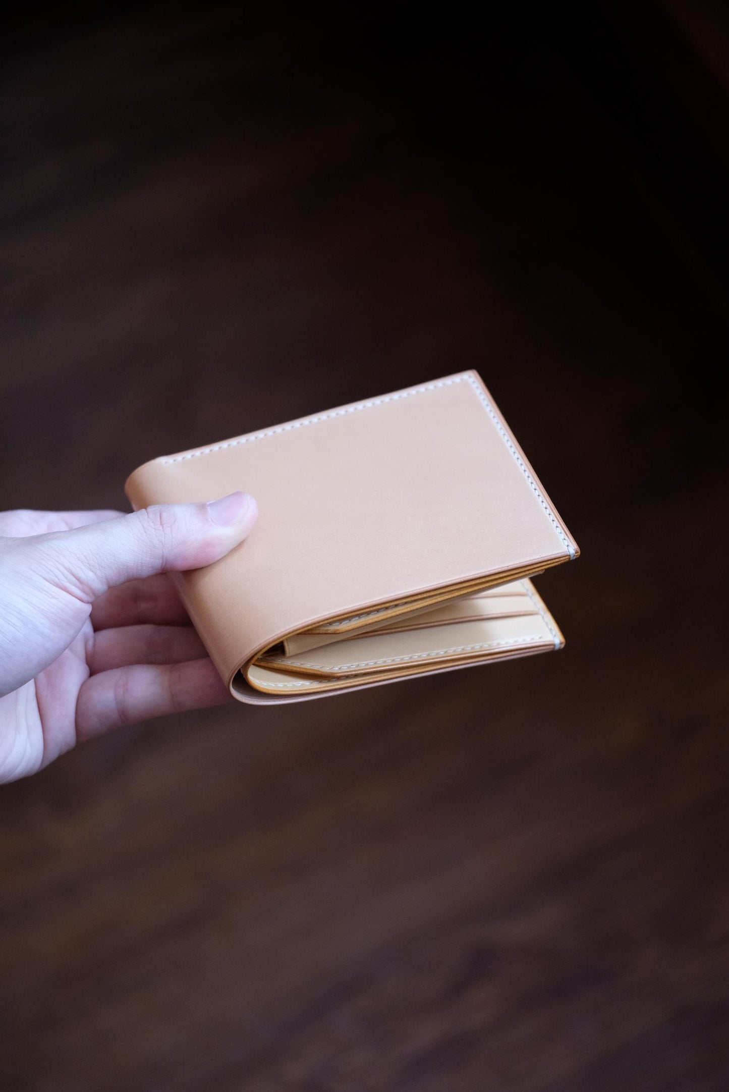 SW01COIN - Bifold Wallet - Japanese  Shinki Hikaku shell cordovan - Natural / Natural / Made to Order