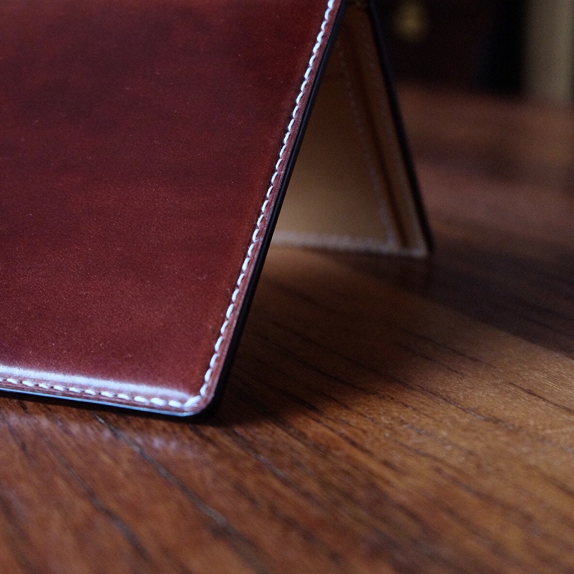 Passport Holder 01 - Japanese Shinki Hikaku shell cordovan - Burgundy / Nature / Made to Order