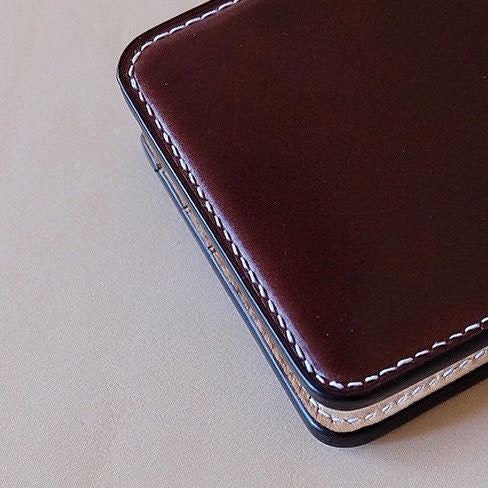 SW01 - Bifold Wallet - Japanese Shinki Hikaku shell cordovan - Burgundy / Natural / Made to Order