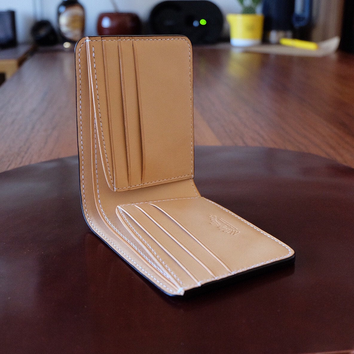 SW01 - Bifold Wallet - Japanese Shinki Hikaku shell cordovan - Burgundy / Natural / Made to Order