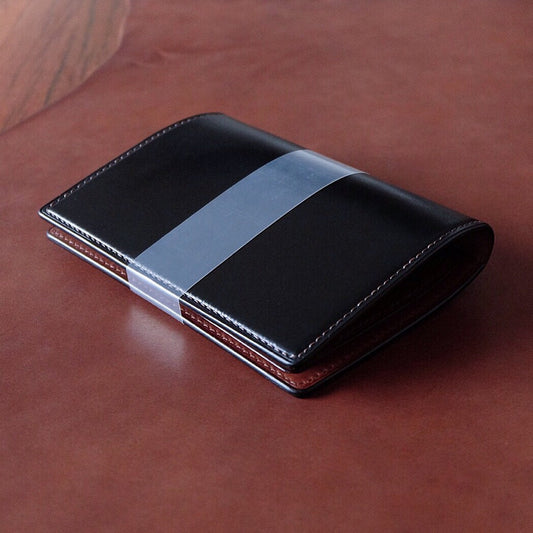 Passport Holder 01 - Japanese Shinki Hikaku shell cordovan - Black / Camel / Made to Order