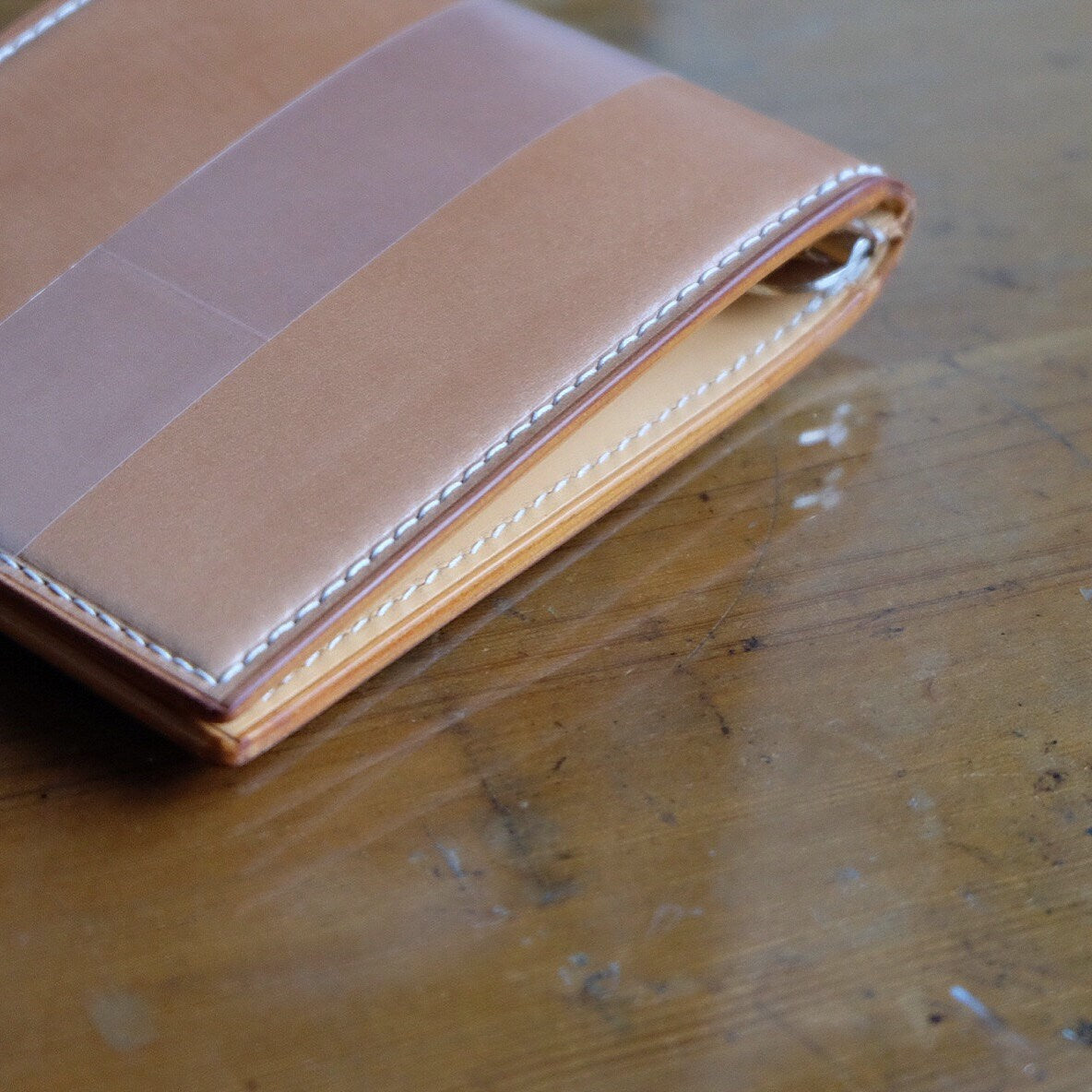 Money Clip Wallet 02 - Japanese Shinki Hikaku Shell Cordovan - Natural / Natural / Made to Order