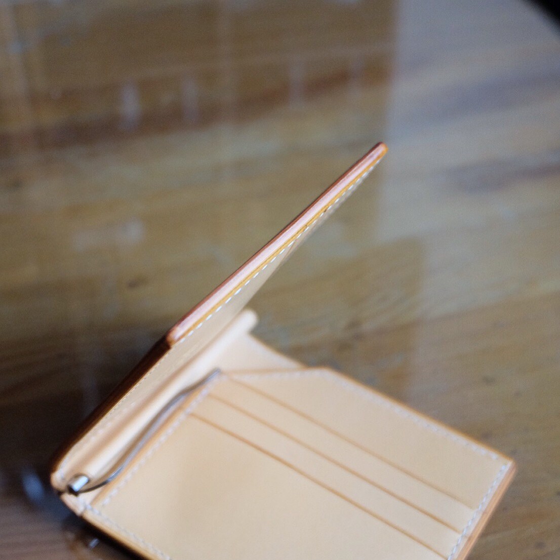 Money Clip Wallet 02 - Japanese Shinki Hikaku Shell Cordovan - Natural / Natural / Made to Order