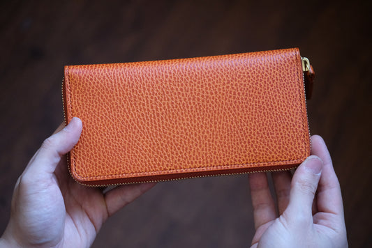 LW03 - Zipper Long Wallet / Dollaro and Pueblo leather / Made to Order