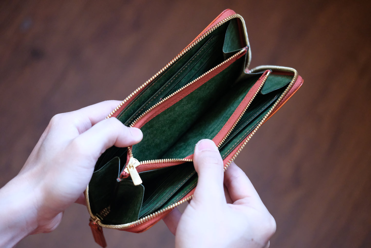 LW03 Zipper Long Wallet — Italian Dollaro & Pueblo Leather