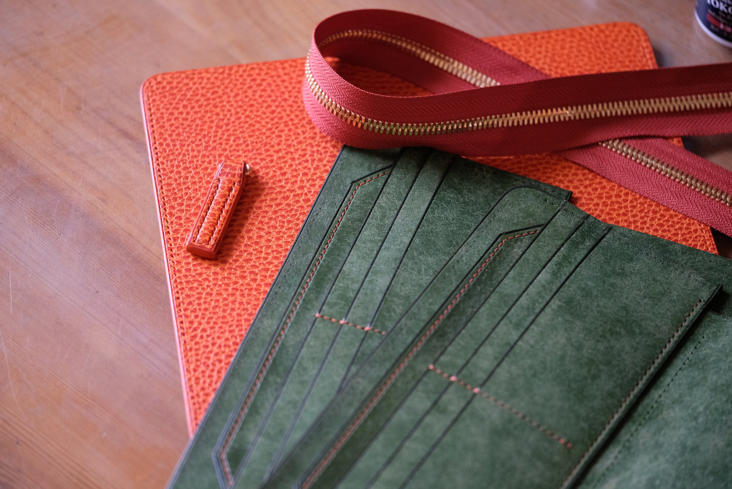 LW03 Zipper Long Wallet — Italian Dollaro & Pueblo Leather
