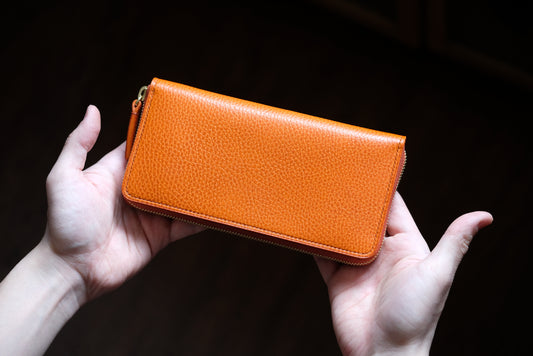 LW03 - Zipper Long Wallet / Dollaro and Pueblo leather / Made to Order