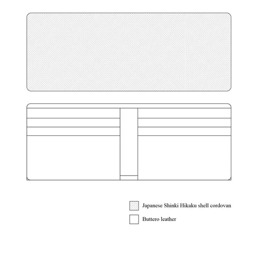 SW Bifold Wallet - Shinki Hikaku shell cordovan and Buttero Leather / Made to Order