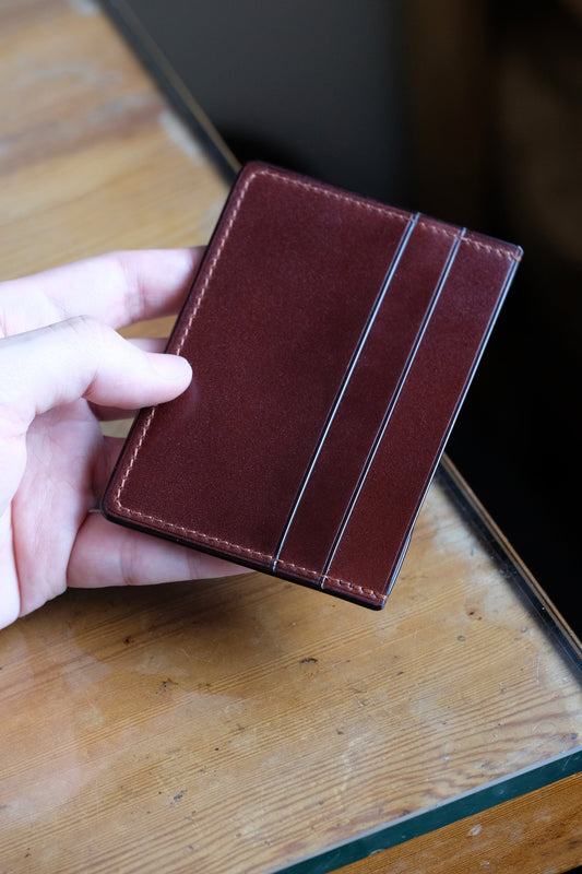 Card Wallet 01 - Japanese Shinki Hikaku shell cordovan - Slim Wallet - Burgundy - Card Holder / Made to Order