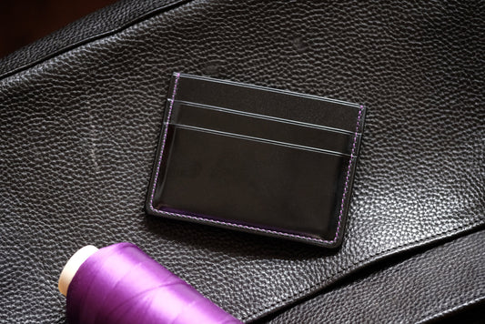 Card Wallet D01 - Japanese Shinki Hikaku shell - cordovan - Slim Wallet - Black - Card Holder / Made to Order