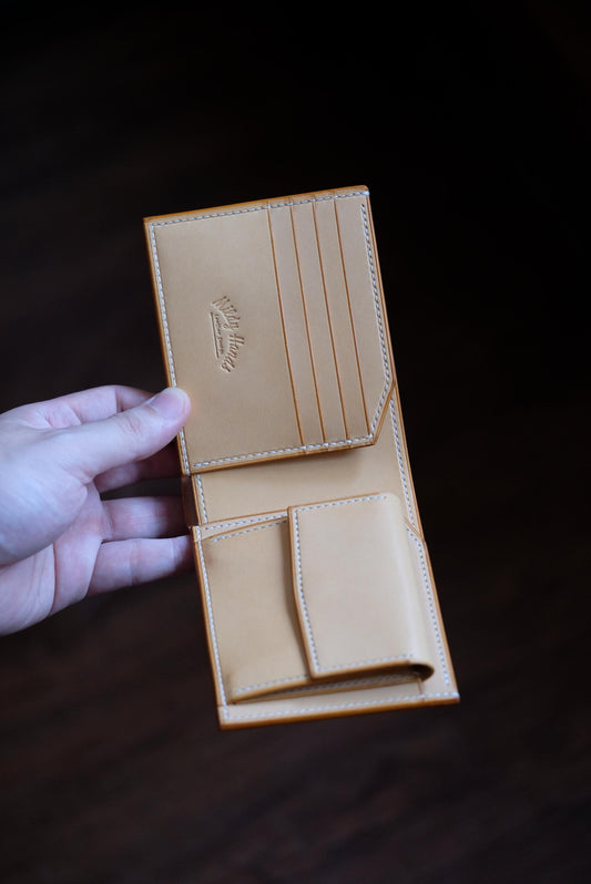 SW01COIN - Bifold Wallet - Japanese  Shinki Hikaku shell cordovan - Natural / Natural / Made to Order