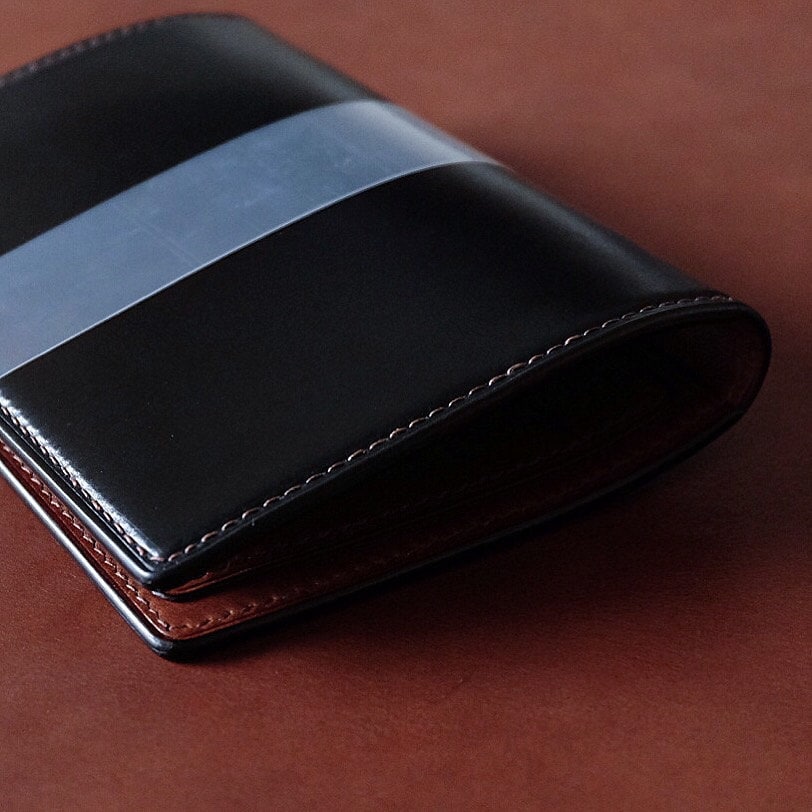 Passport Holder 01 - Japanese Shinki Hikaku shell cordovan - Black / Camel / Made to Order
