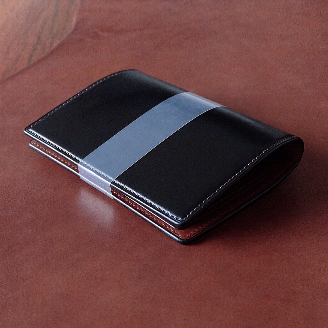 Passport Holder 01 - Japanese Shinki Hikaku shell cordovan - Black / Camel / Made to Order