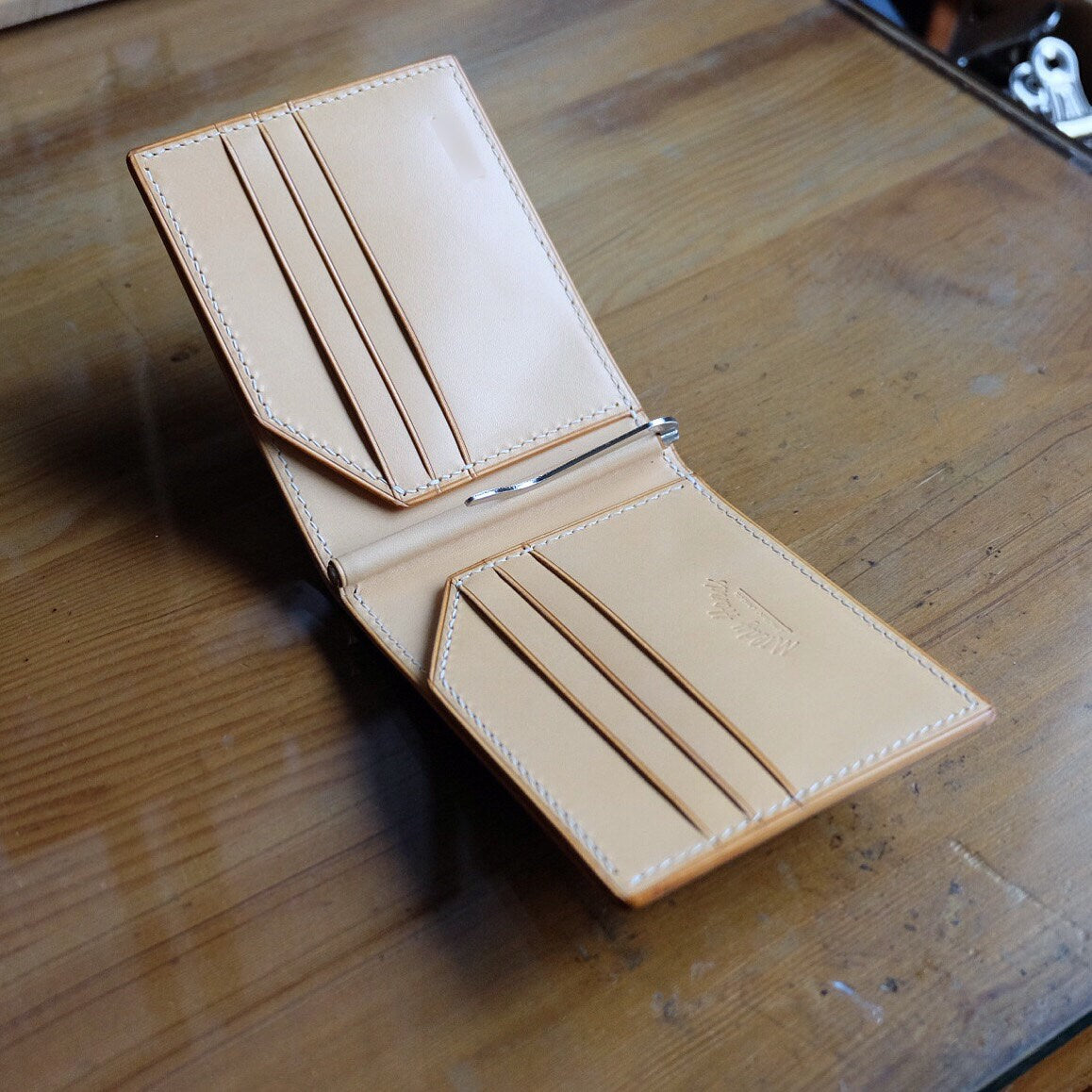 Money Clip Wallet 02 - Japanese Shinki Hikaku Shell Cordovan - Natural / Natural / Made to Order